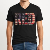 Red Fridays Remember Everyone Deployed American Flag V-Neck T-Shirt