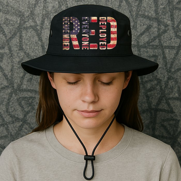 Red Fridays Remember Everyone Deployed American Flag Bucket Hat