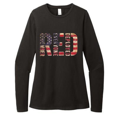 Red Fridays Remember Everyone Deployed American Flag Womens CVC Long Sleeve Shirt