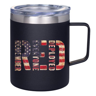 Red Fridays Remember Everyone Deployed American Flag 12oz Stainless Steel Coffee Mug