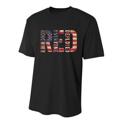 Red Fridays Remember Everyone Deployed American Flag Youth Performance Sprint T-Shirt