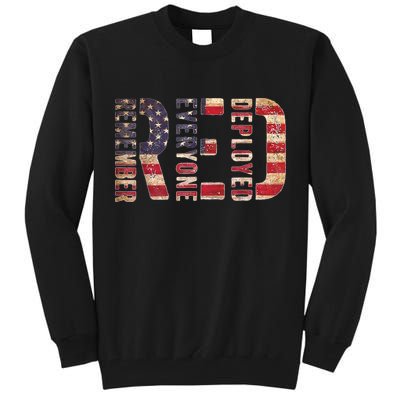 Red Fridays Remember Everyone Deployed American Flag Tall Sweatshirt