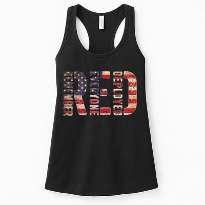 Red Fridays Remember Everyone Deployed American Flag Womens Tank Top