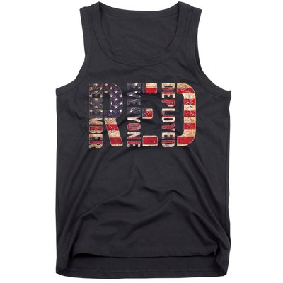 Red Fridays Remember Everyone Deployed American Flag Tank Top