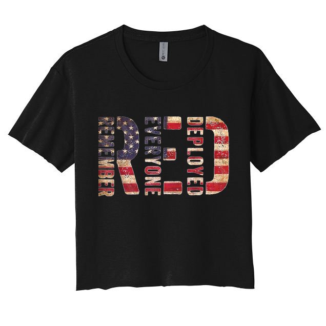 Red Fridays Remember Everyone Deployed American Flag Crop Top