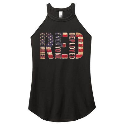 Red Fridays Remember Everyone Deployed American Flag Women's Perfect Tri Rocker Tank