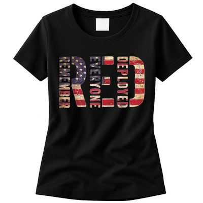 Red Fridays Remember Everyone Deployed American Flag Womens T-Shirt