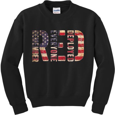 Red Fridays Remember Everyone Deployed American Flag Kids Sweatshirt