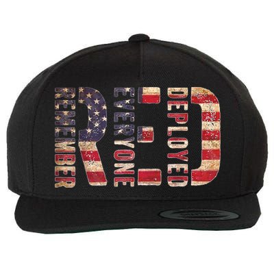 Red Fridays Remember Everyone Deployed American Flag Wool Snapback Cap