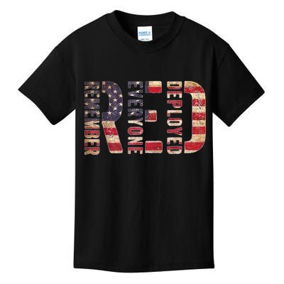 Red Fridays Remember Everyone Deployed American Flag Kids T-Shirt