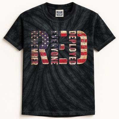 Red Fridays Remember Everyone Deployed American Flag Kids Tie-Dye T-Shirt