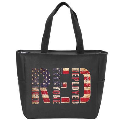 Red Fridays Remember Everyone Deployed American Flag Zip Tote Bag