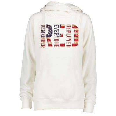 Red Fridays Remember Everyone Deployed American Flag Womens Funnel Neck Pullover Hood