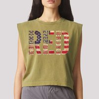 Red Fridays Remember Everyone Deployed American Flag Garment-Dyed Women's Muscle Tee