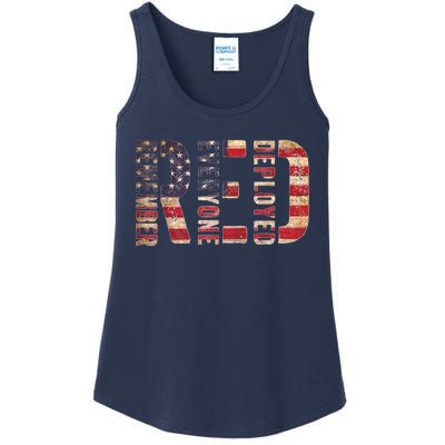 Red Fridays Remember Everyone Deployed American Flag Ladies Essential Tank