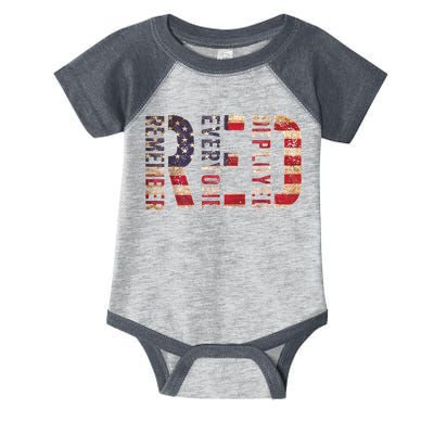 Red Fridays Remember Everyone Deployed American Flag Infant Baby Jersey Bodysuit