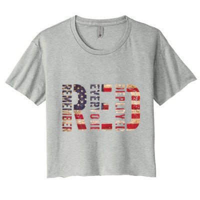 Red Fridays Remember Everyone Deployed American Flag Women's Crop Top Tee