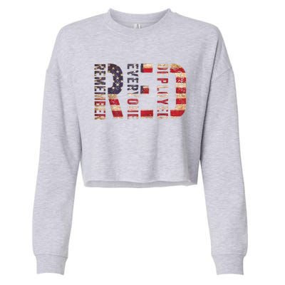 Red Fridays Remember Everyone Deployed American Flag Cropped Pullover Crew