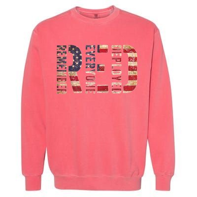 Red Fridays Remember Everyone Deployed American Flag Garment-Dyed Sweatshirt