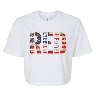 Red Fridays Remember Everyone Deployed American Flag Bella+Canvas Jersey Crop Tee