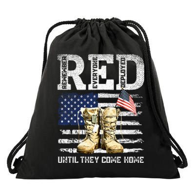 Red Friday Remember Everyone Deployed Every Friday Veterans Drawstring Bag