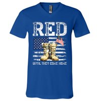 RED Friday Remember Everyone deployed every friday veterans V-Neck T-Shirt