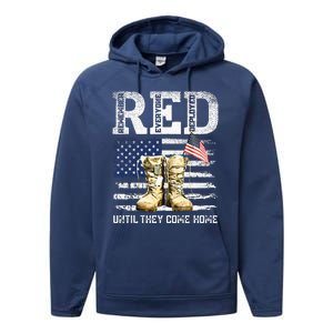 RED Friday Remember Everyone deployed every friday veterans Performance Fleece Hoodie