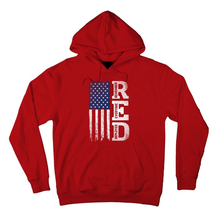 RED Friday Remember Everyone Deployed US Flag Army Vintage Hoodie