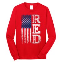 RED Friday Remember Everyone Deployed US Flag Army Vintage Long Sleeve Shirt