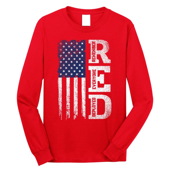 RED Friday Remember Everyone Deployed US Flag Army Vintage Long Sleeve Shirt