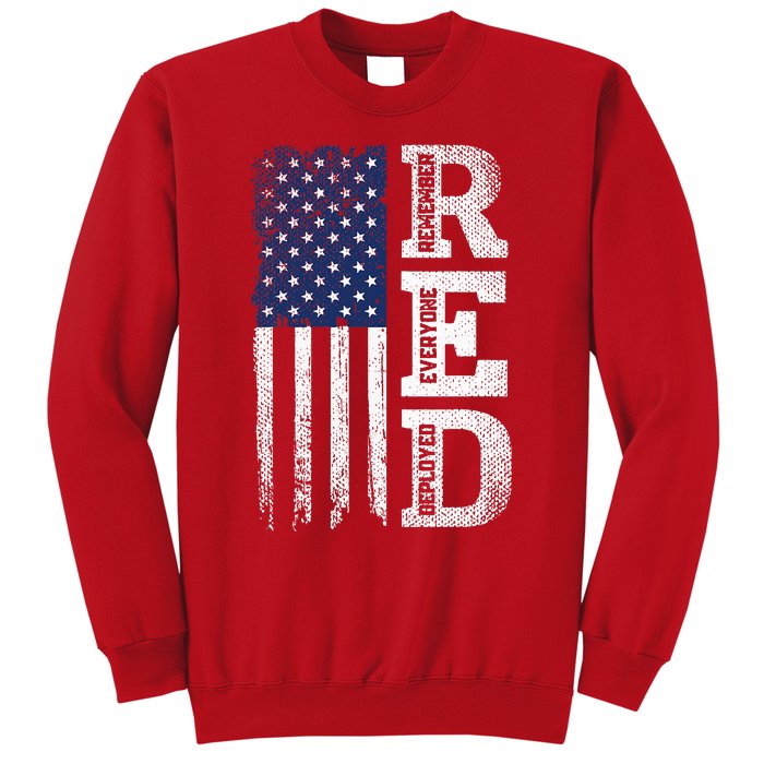 RED Friday Remember Everyone Deployed US Flag Army Vintage Sweatshirt