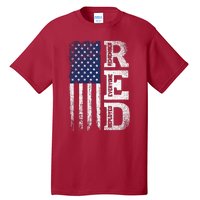 RED Friday Remember Everyone Deployed US Flag Army Vintage Tall T-Shirt