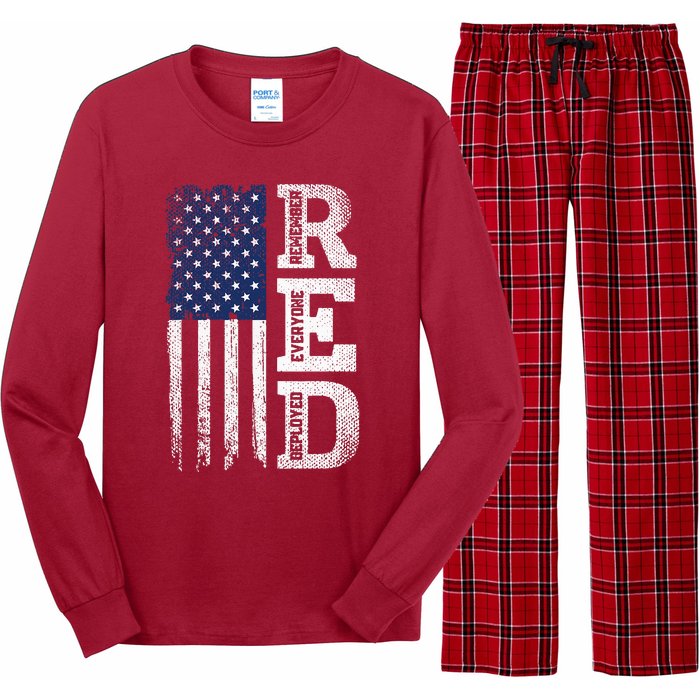 RED Friday Remember Everyone Deployed US Flag Army Vintage Long Sleeve Pajama Set