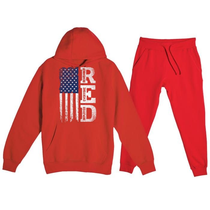 RED Friday Remember Everyone Deployed US Flag Army Vintage Premium Hooded Sweatsuit Set