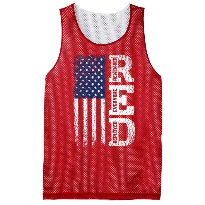 RED Friday Remember Everyone Deployed US Flag Army Vintage Mesh Reversible Basketball Jersey Tank