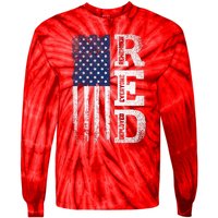 RED Friday Remember Everyone Deployed US Flag Army Vintage Tie-Dye Long Sleeve Shirt