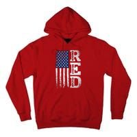 RED Friday Remember Everyone Deployed US Flag Army Vintage Tall Hoodie