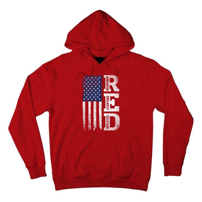 RED Friday Remember Everyone Deployed US Flag Army Vintage Tall Hoodie