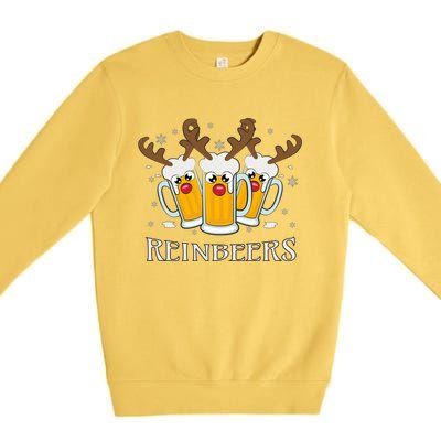 Reinbeers Funny Reindeer Beer Christmas Ing Gift Premium Crewneck Sweatshirt