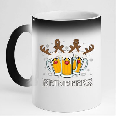 Reinbeers Funny Reindeer Beer Christmas Ing Gift 11oz Black Color Changing Mug