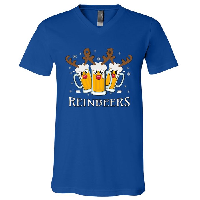 Reinbeers Funny Reindeer Beer Christmas Ing Gift V-Neck T-Shirt