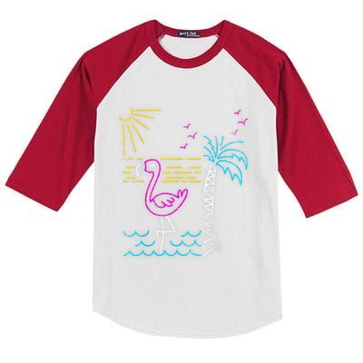 Retro Flamingo Kids Colorblock Raglan Jersey