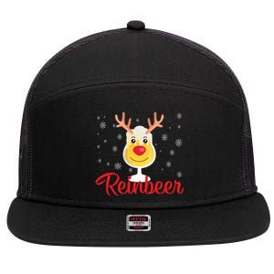 Reinbeer Funny Reindeer Beer Christmas Ing Party Xmas Cute Gift 7 Panel Mesh Trucker Snapback Hat