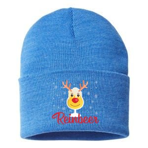 Reinbeer Funny Reindeer Beer Christmas Ing Party Xmas Cute Gift Sustainable Knit Beanie