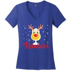 Reinbeer Funny Reindeer Beer Christmas Ing Party Xmas Cute Gift Women's V-Neck T-Shirt