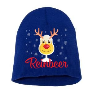 Reinbeer Funny Reindeer Beer Christmas Ing Party Xmas Cute Gift Short Acrylic Beanie