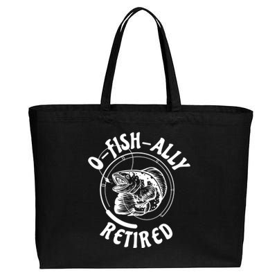 Retired Fishing Retirement Gift Cotton Canvas Jumbo Tote