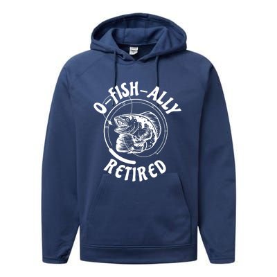 Retired Fishing Retirement Gift Performance Fleece Hoodie