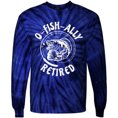 Retired Fishing Retirement Gift Tie-Dye Long Sleeve Shirt