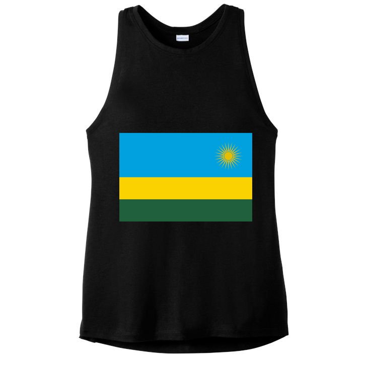 Rwanda Flag Ladies PosiCharge Tri-Blend Wicking Tank
